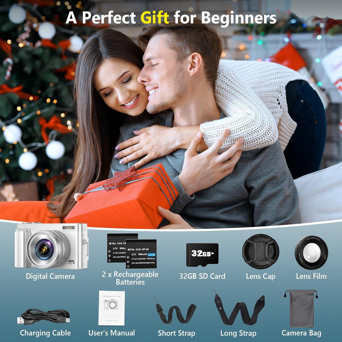 4K Digital Camera for Photography Autofocus, 64MP WiFi Vlogging Camera