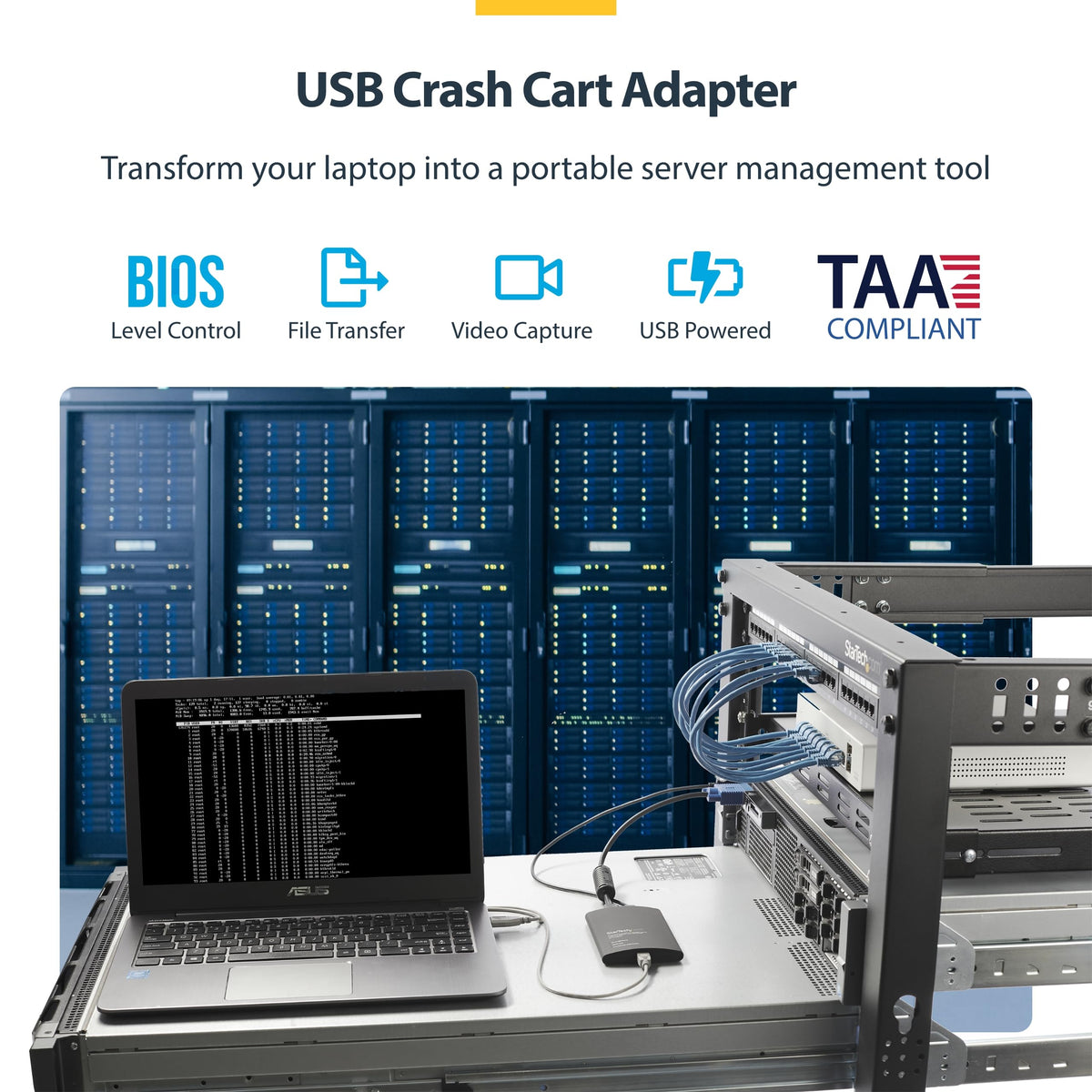 StarTech Crash Cart Adapter, Server Management, USB VGA, TAA (NOTECONS01)