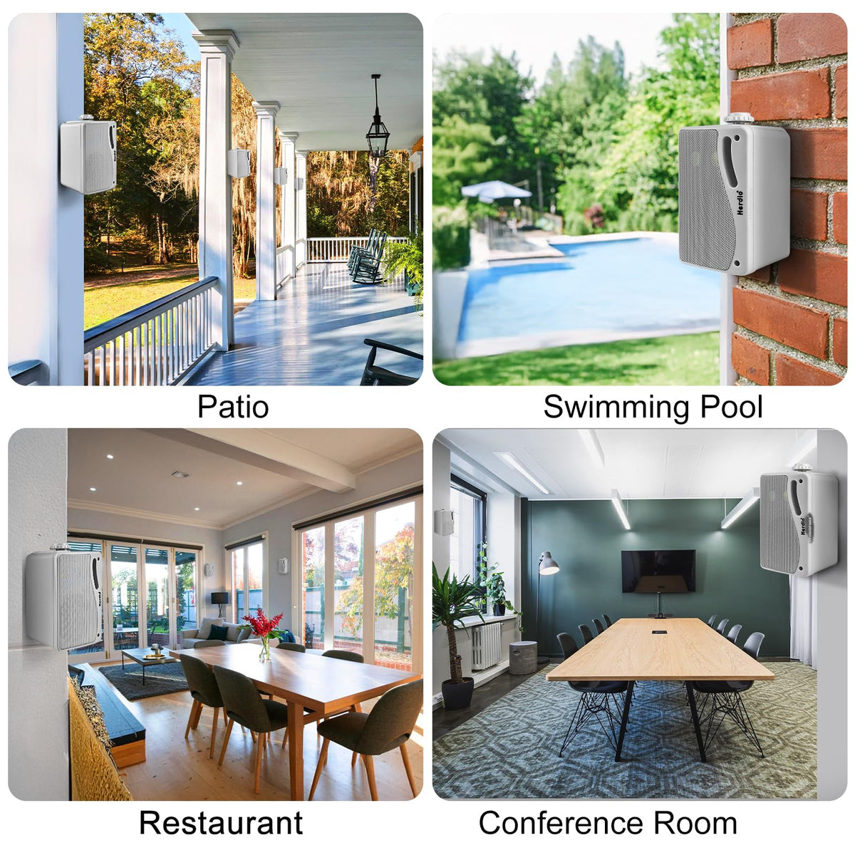 Herdio 3.5 Inch Passive Outdoor Speakers Wired Waterproof Wall Mount Speakers with 400W Superior Sound, All-Weather Durability, for Home Patio Garden Marine Boat Garage Indoor,4-Pack Balck