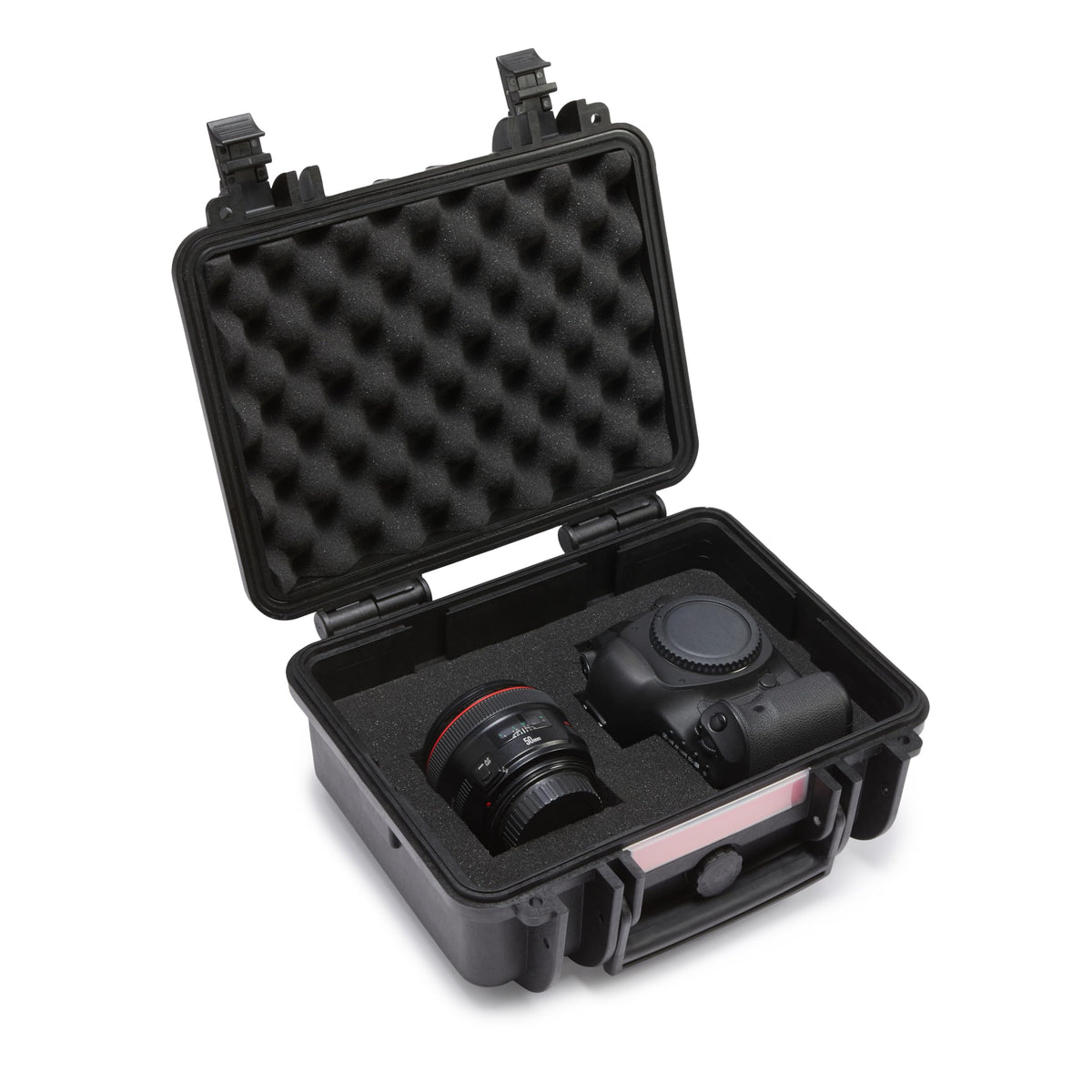 Amazon Basics Hard Protective Camera Case with Wheels, Large, Black, 22"L x 14"W x 9.8"H