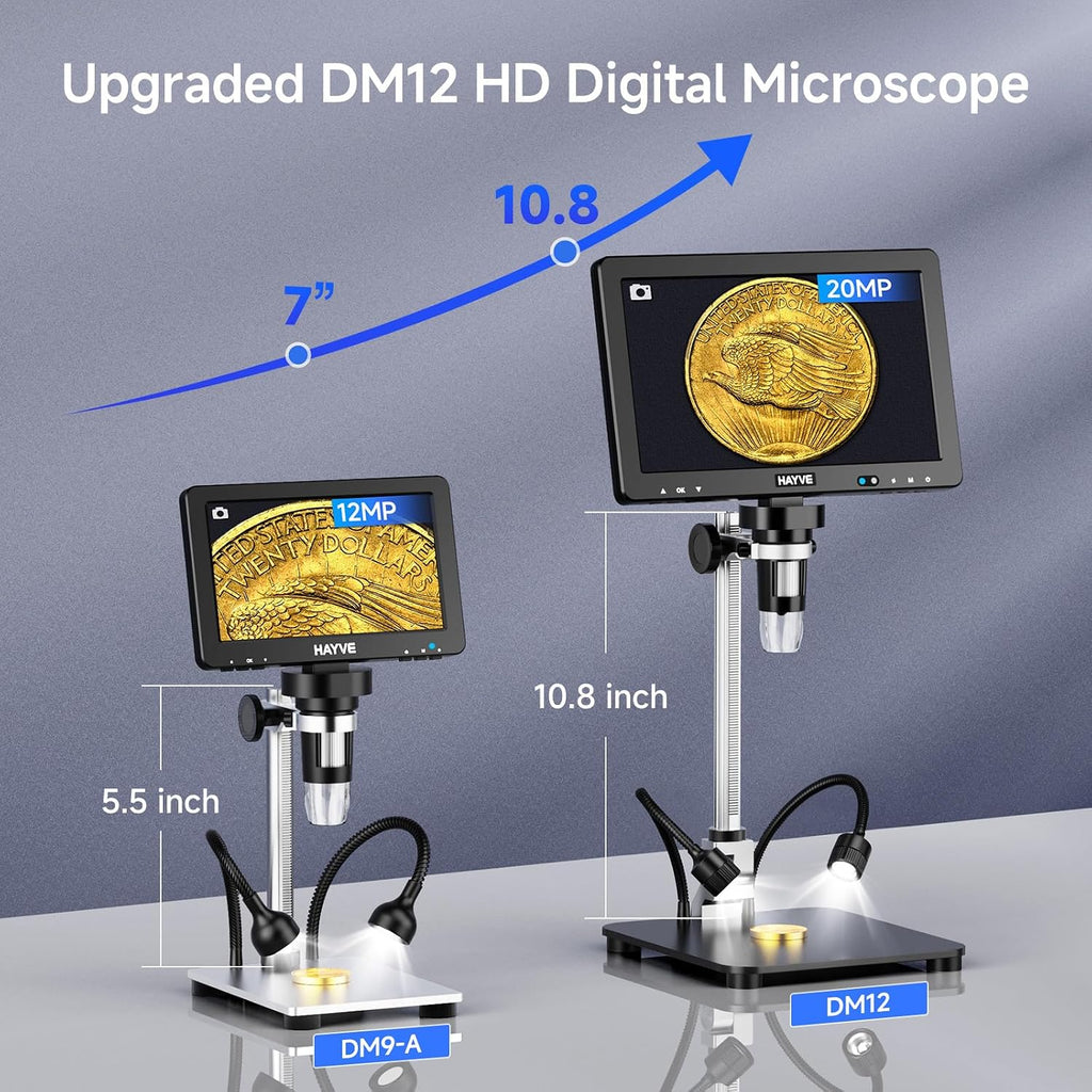 Hayve 10.1'' HDMI Digital Microscope 2000X Coin Microscope View Entire Coin