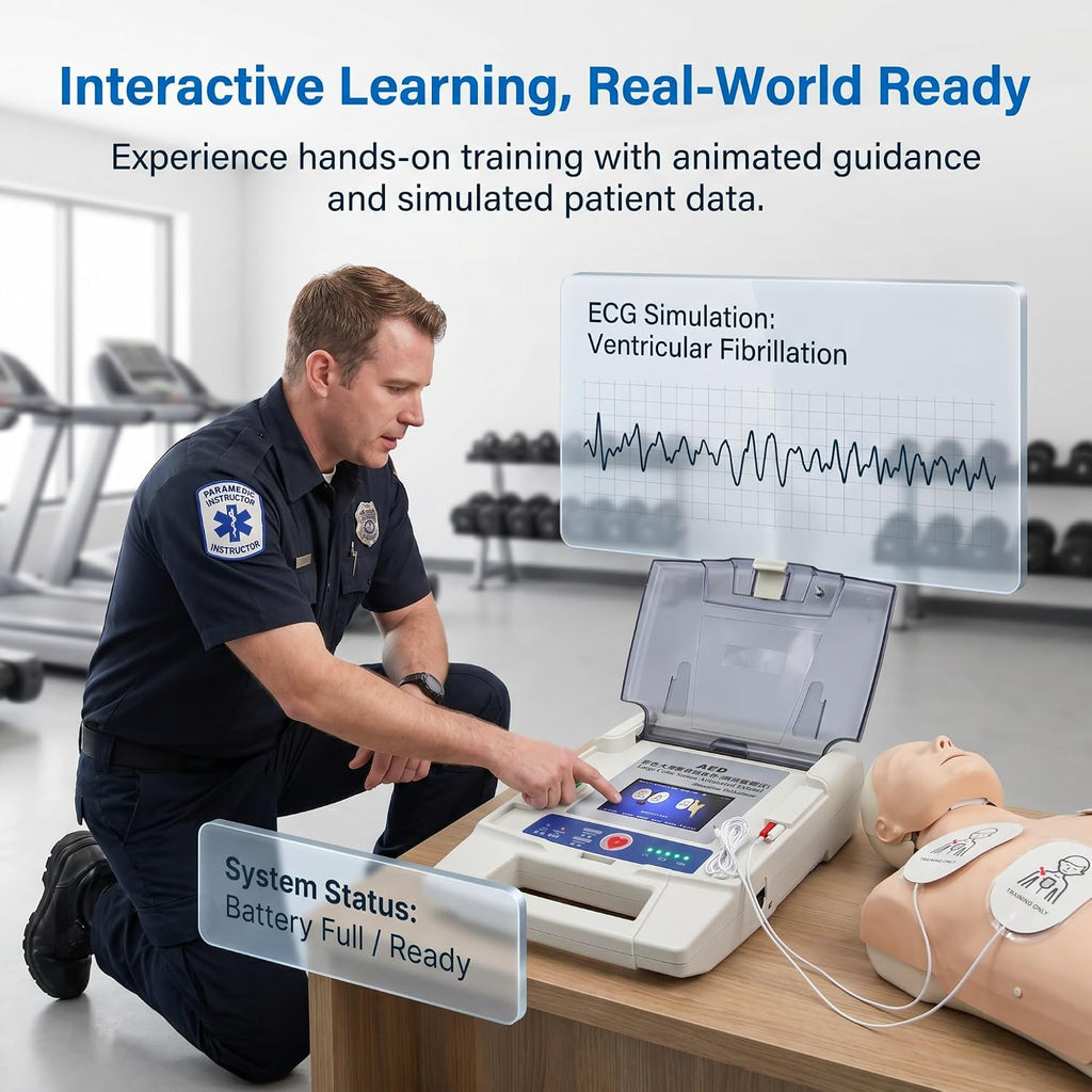 Automated External Defibrillator (AED) Training Machine with 12 Scenes and Touchscreen (Color Large Screen) for Medical Students Doctors Nurses Practice