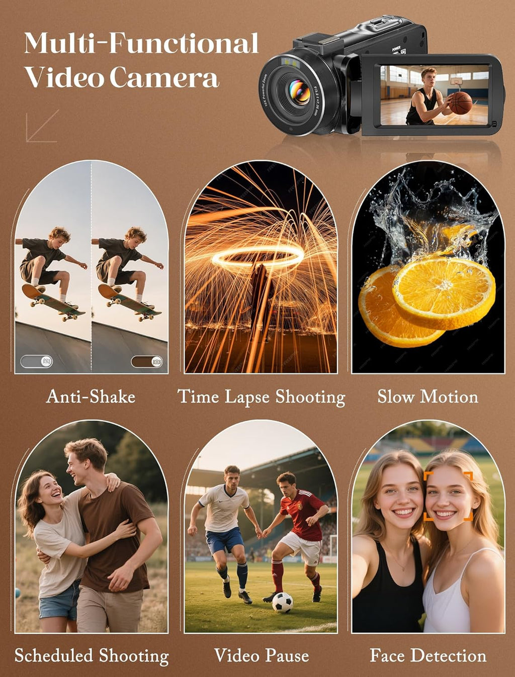 ZYDIIE 4K Video Camera Camcorder UHD 64MP Vlogging Camera for YouTube 18x Digital Zoom 3" 270Â° Rotation IPS Touchscreen Video Camcorder with Night Vision, Remote Control, 32GB Card, 2 Batteries