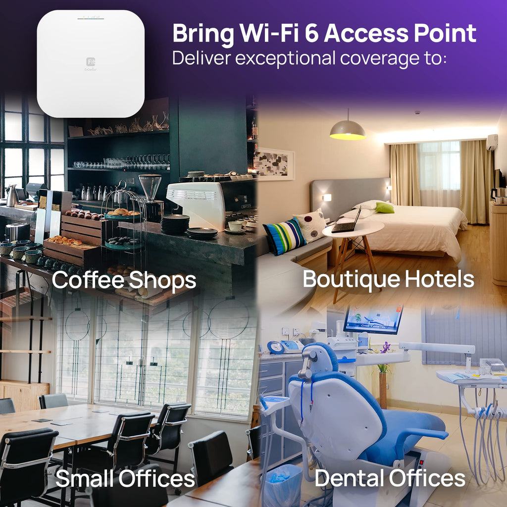 EnGenius EWS357AP WiFi 6 AX1800 2x2 Gigabit Wireless Access Point with 1Gbps Port, OFDMA, MU-MIMO, PoE+, WPA3, 1GB RAM, License-Free Management Tools (Power Adapter Not Included)