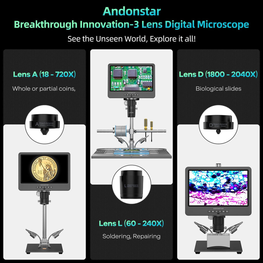 Andonstar AD246S-M Plus 2160P 7'' HDMI Soldering Digital Microscope