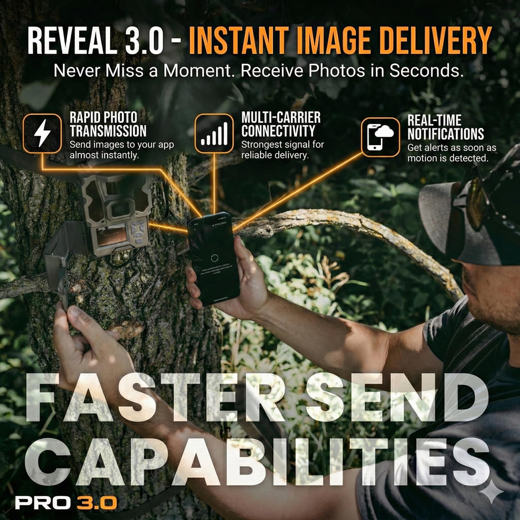 TACTACAM Reveal Pro 3.0 Cellular Trail Camera - Multi-Cellular Network, GPS, 2" LCD, No-Glow IR, Wi-Fi Enabled, HD Photos & 1080p Videos, Fast Trigger with Cleaning Cloth (2PK)