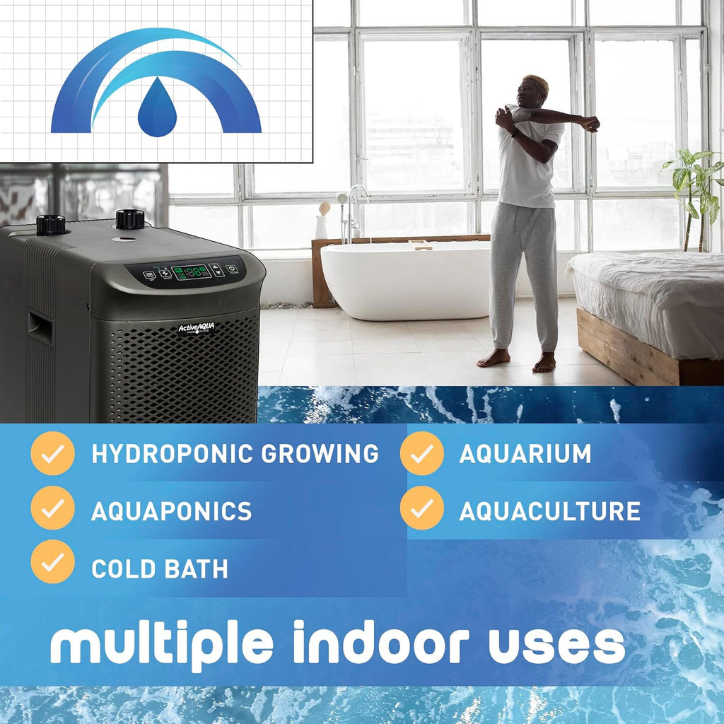 Active Aqua Water Chiller with Boost, 0.5 HP, 90-172 Gal, Cold Plunge