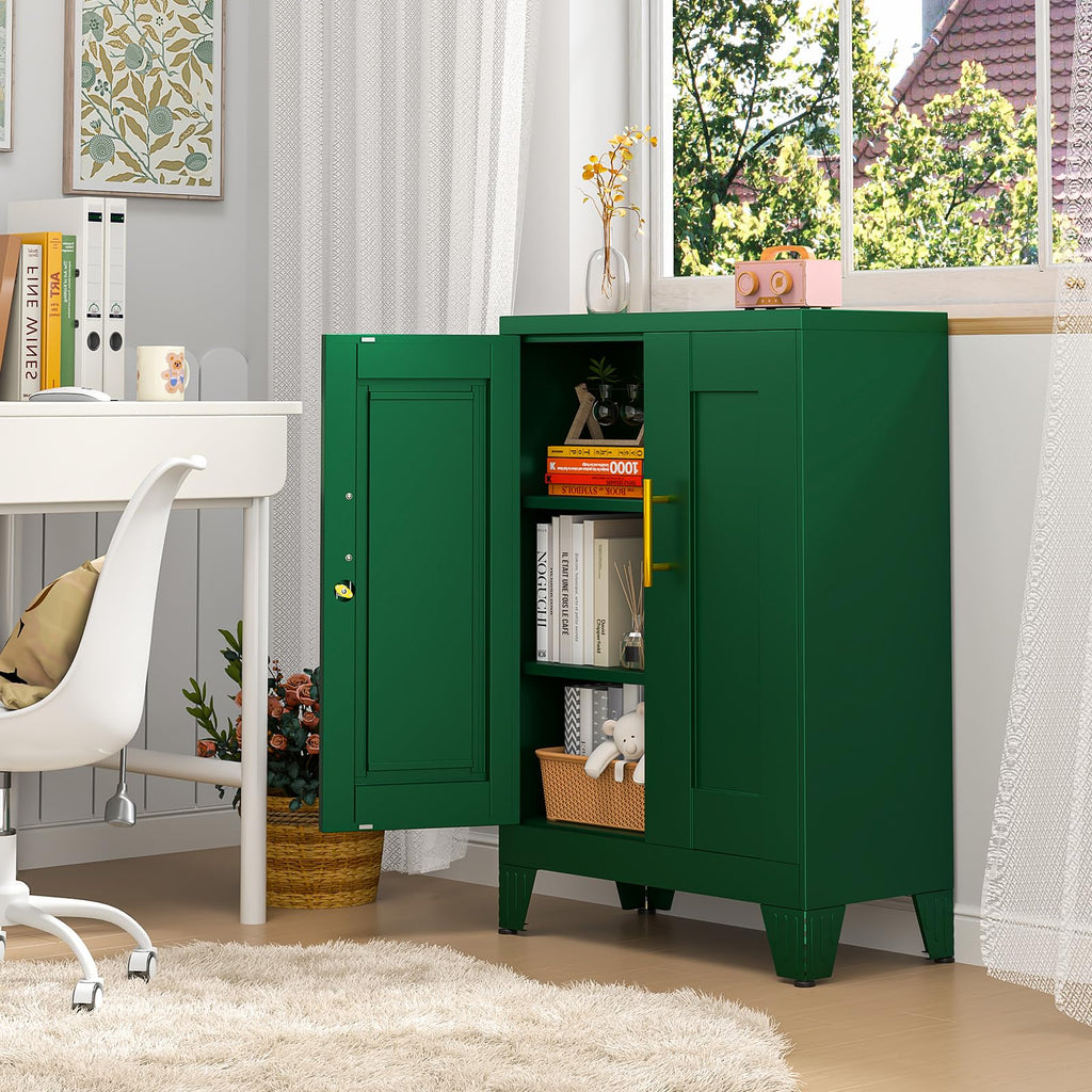 35" Lockable Rolling Metal Storage Cabinet, Steel Employee Storage Locker