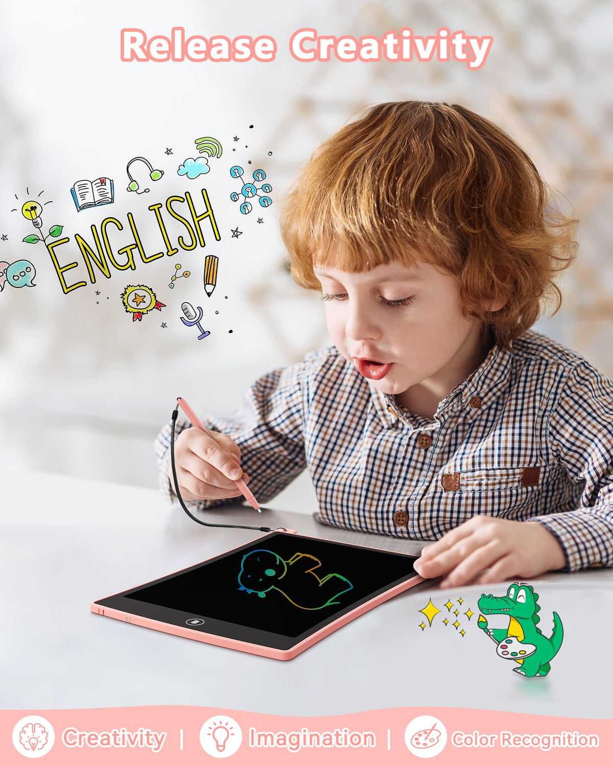 KOKODI 2 Pack 10 Inch LCD Writing Tablet for Kids, Colorful Doodle Board Erasable Drawing Pad, Educational Learning Toys Birthday Gifts for Boys Girls Ages 3 4 5 6 7 8 (Blue & Pink)