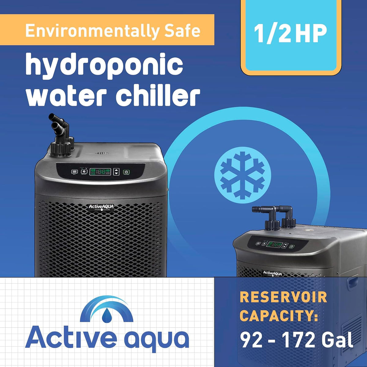 Active Aqua Water Chiller with Boost, 0.5 HP, 90-172 Gal, Cold Plunge