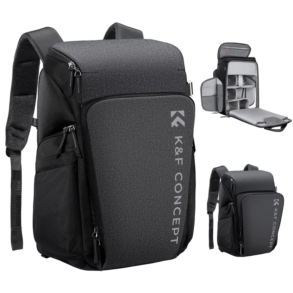 K&F CONCEPT Camera Backpack, 22L Expandable Camera Bag with Rain Cover