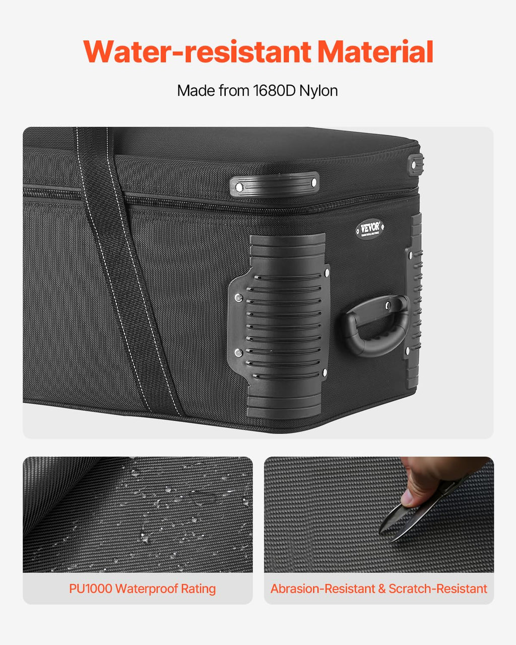 VEVOR Studio Equipment Trolley Case, 35.83 x 11.81 x 14 in / 91 x 30 x 35.5 cm, Rolling Camera Bag, Carrying Bag with Wheels Straps Padded Compartment Handle, for Light Stands, Tripods, Telescopes