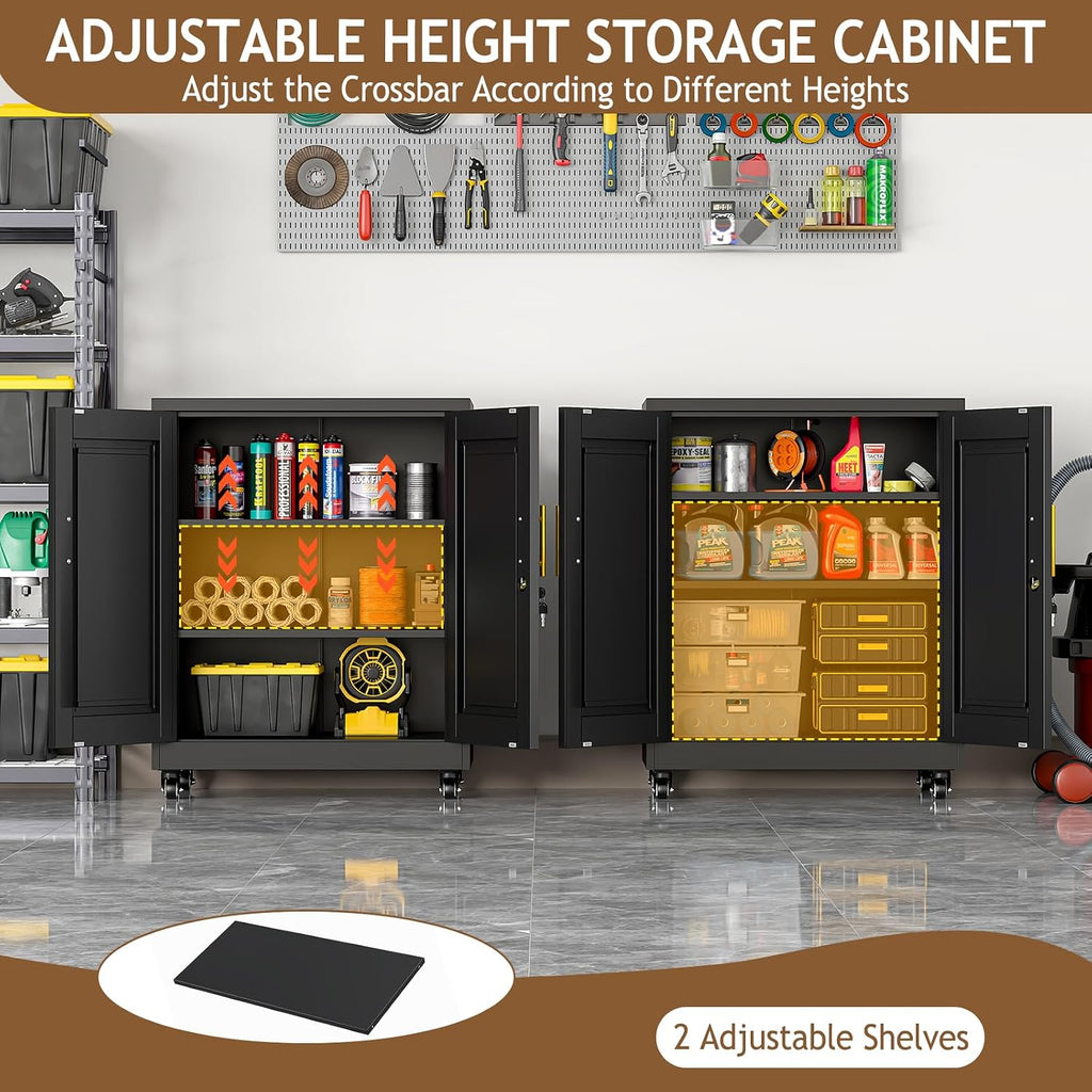 35" Lockable Rolling Metal Storage Cabinet, Steel Employee Storage Locker