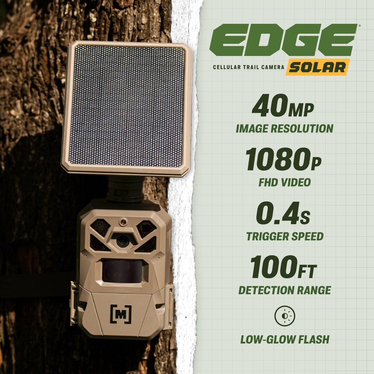 Moultrie Edge Solar Cellular Trail Camera - Integrated Solar, 40MP