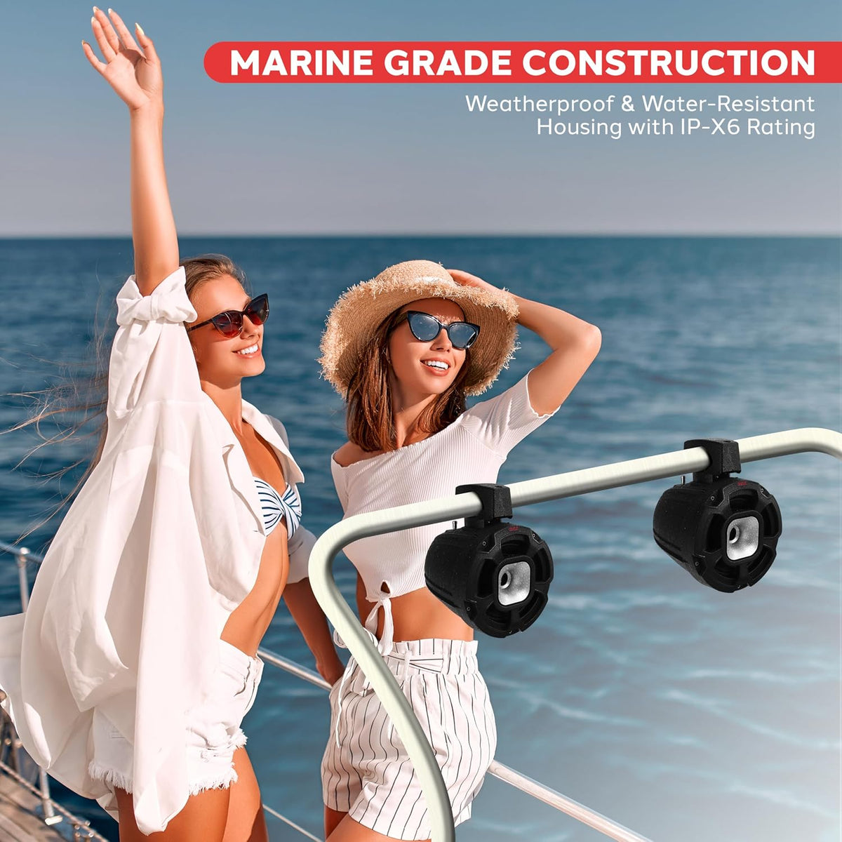 Pyle Waterproof Speakers Setup, 6.5" Outdoor Speaker Pair with 1300 W Power, UTV Sound for Off-Road Use, Marine Setup for Boats, Wired Audio System for ATV and All-Terrain Entertainment
