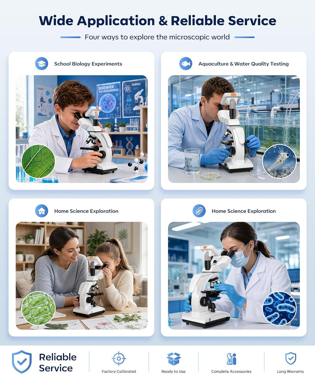 PalliPartners 40x-2000x Biological Compound Trinocular Microscope
