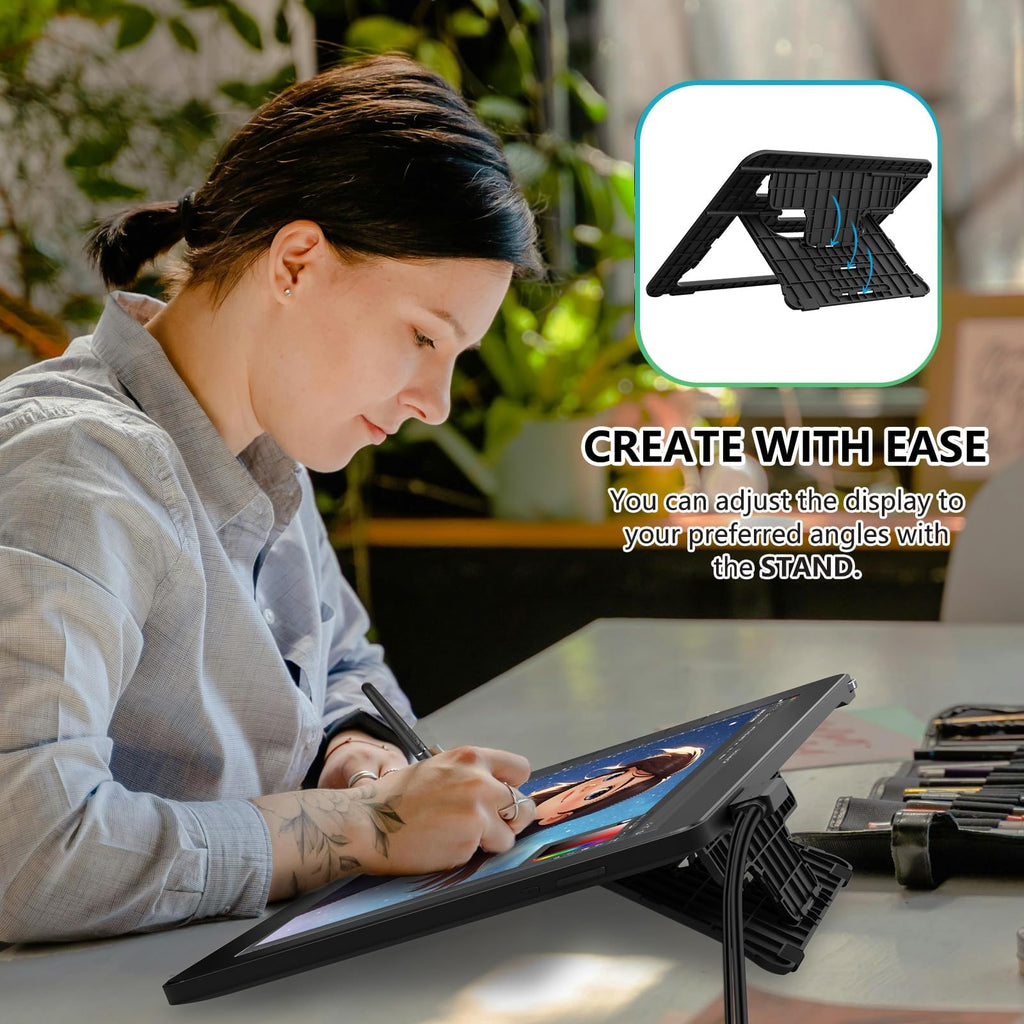 VEIKK VK1200V2 Drawing Tablet with Screen,11.6 Inch Full-Laminated Graphics Drawing Monitor,Upgraded 16384 Pressure Sensitivity, 2 Styluses, 120% sRGB,Graphics Tablet for PC Mac Linux Windows