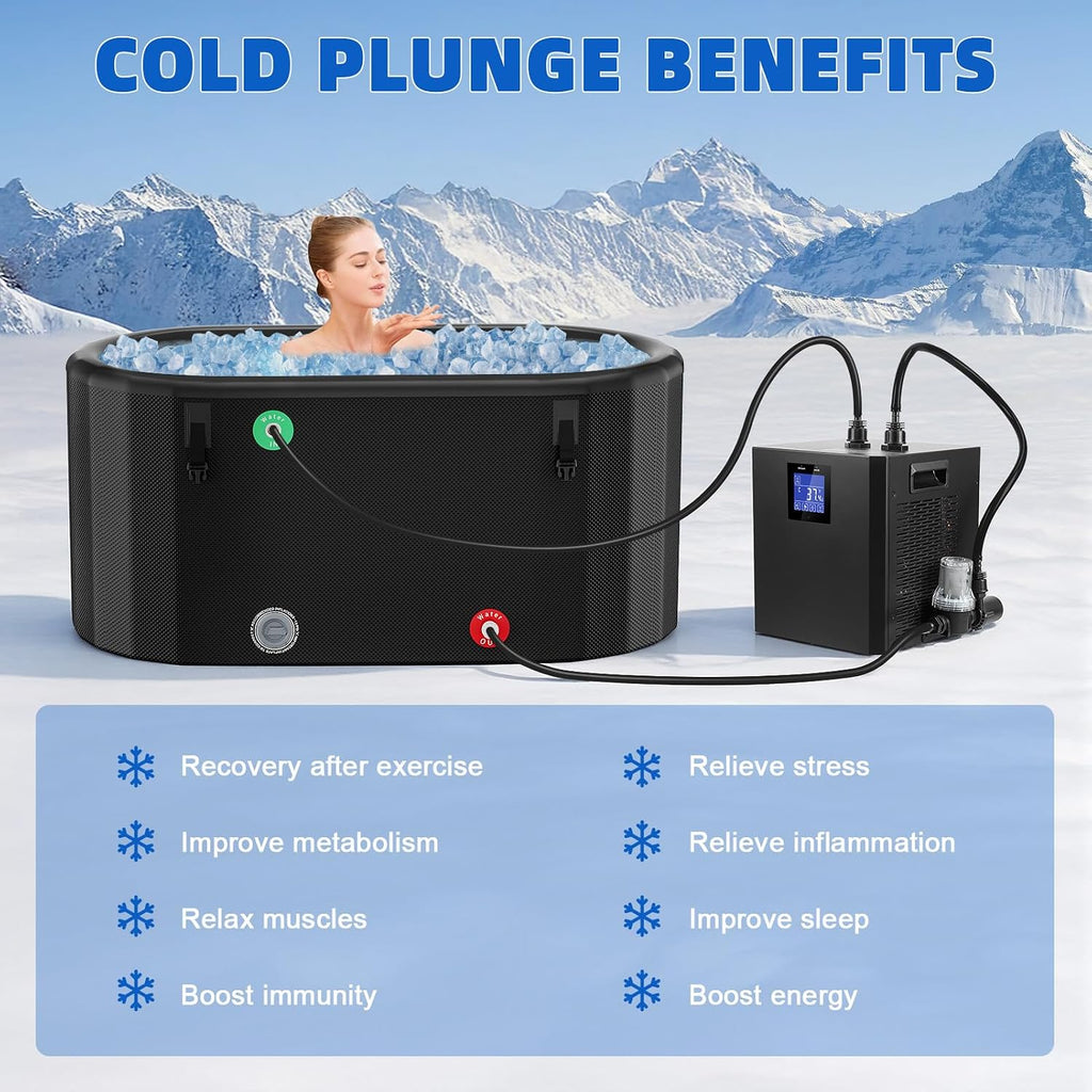 1/3 HP Ice Bath Chiller for Cold Plunge Tub, 300L Water Chiller System with LED Display, Pump, Remote Control, Hoses and Connectors for Home Bathtubs and Freshwater Aquariums (Black)