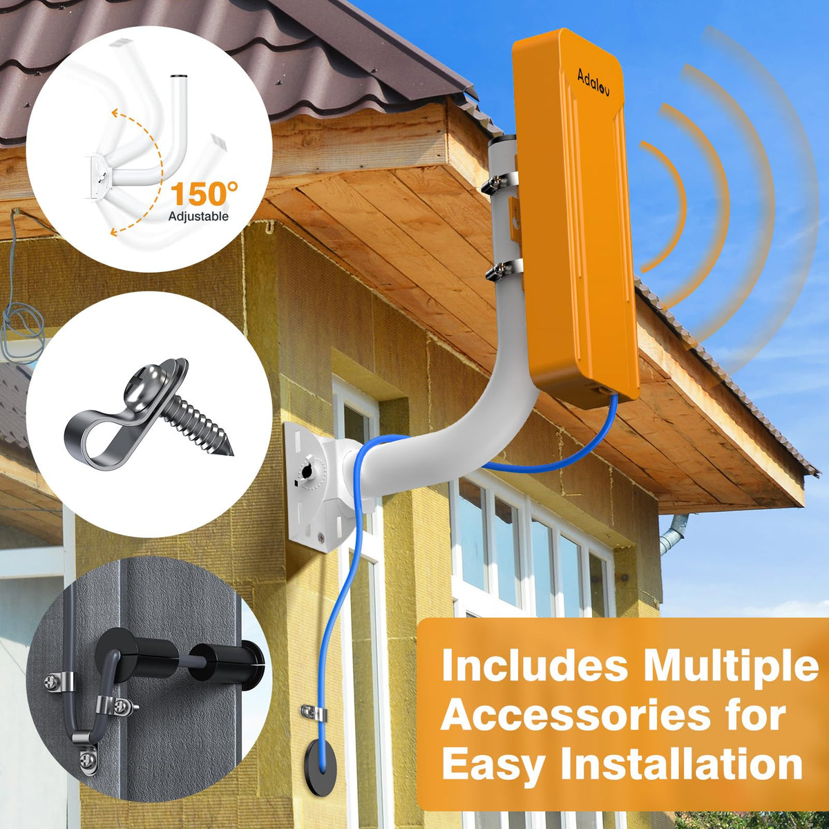 AdaLov CPE369 Wireless Bridge 3-Pack, 5.8 GHz, 3 km, Gigabit PoE, PtP/PtMP
