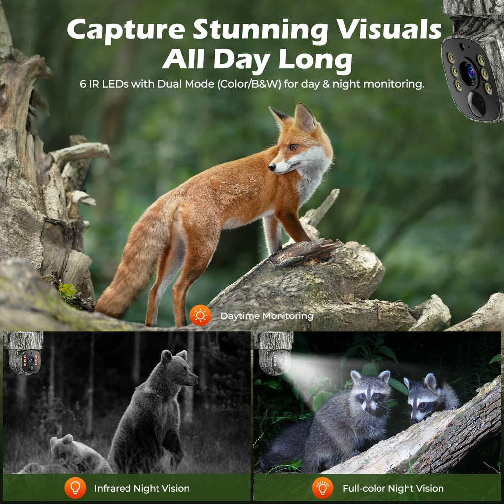 4G LTE Cellular Trail Camera, 2.5K 360Â° Live Feed with SIM Card Included
