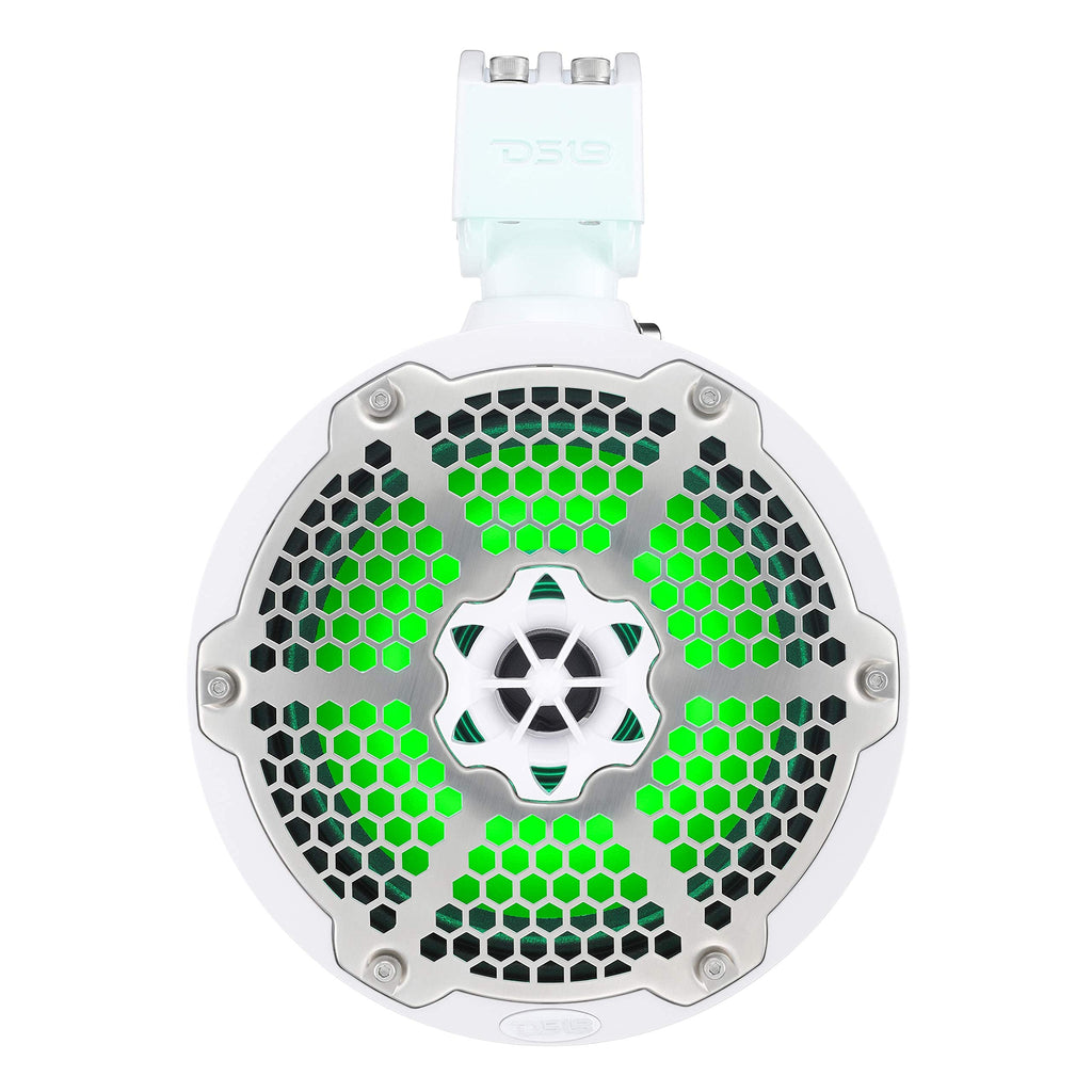 DS18 CF-X10TPNEO 10" Neodymium Marine Wakeboard Tower Speakers with Bullet Tweeter, Passive Radiator and RGB LED Lights - High Performance, Marine Grade IP65 Rated, 900W Max 300W RMS 4 Ohms (Pair)