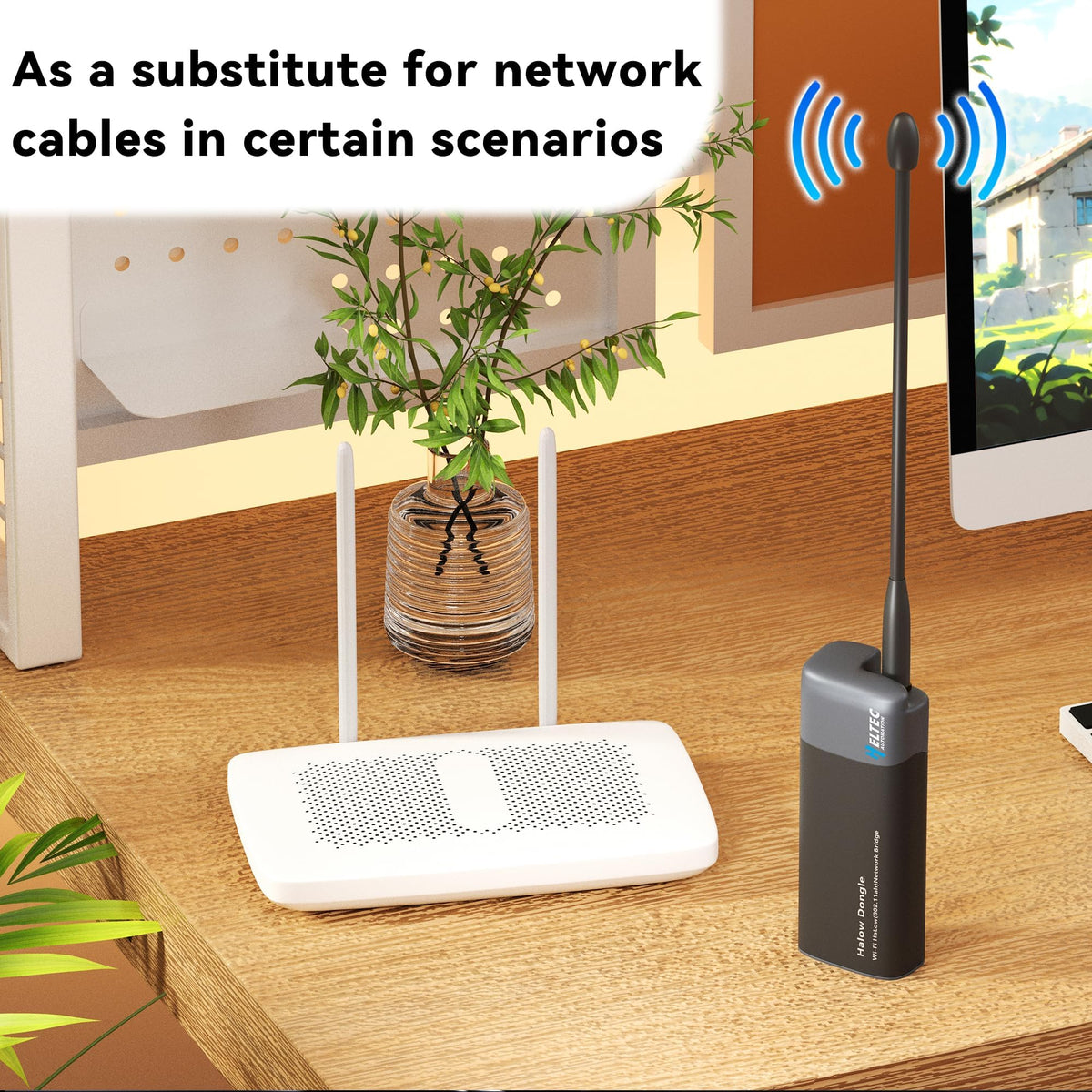 Heltec Automation Wi-Fi HaLow Dongle Wireless Bridge 802.11ah Network Booster Long Range Wireless Access Extender Ethernet Bridge Repeater (STA+HT-H7608)