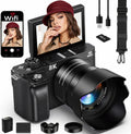 8K Digital Camera WiFi - 88MP Vlogging Cameras for Photography with 3" 180Â° Flip Screen 18X Zoom - UHD Video Camara for YouTube - Autofocus Travel Camera with Lens Hood, Memory Card, Flash