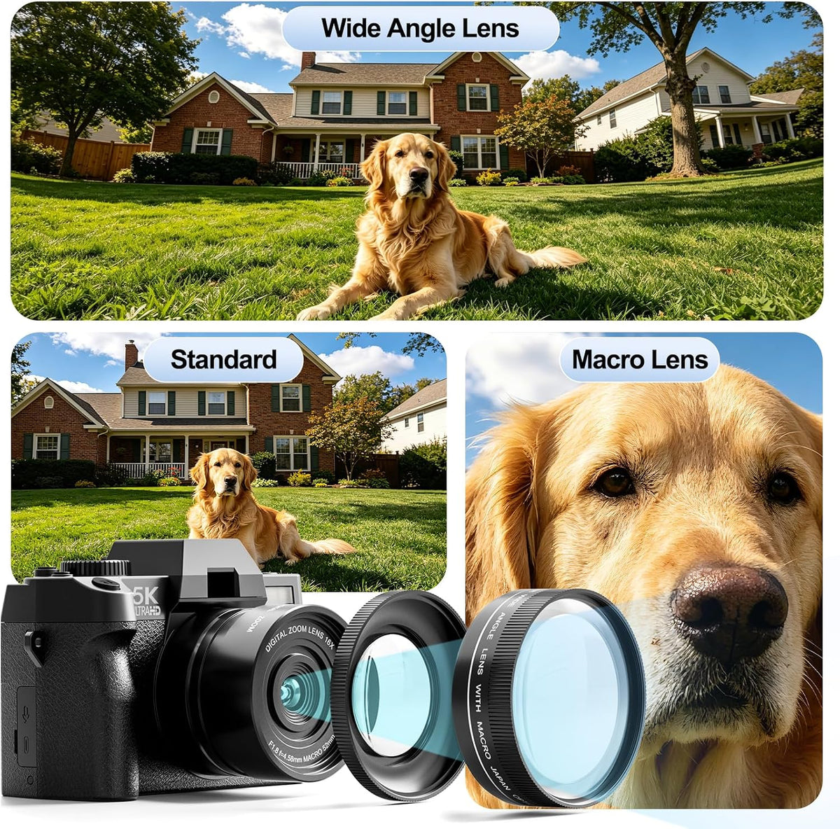 G-Anica 5K 64MP Digital Cameras for Photography with Dual-Lens WiFi