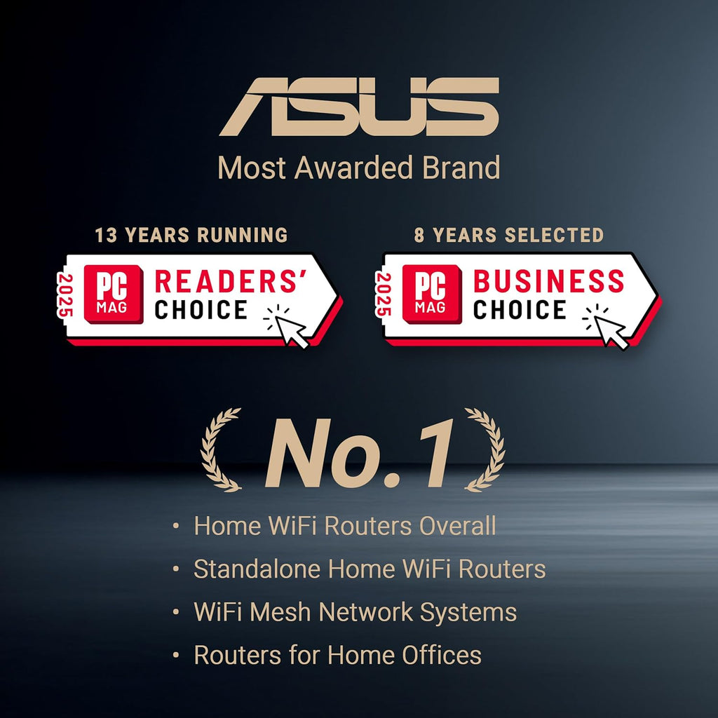 ASUS RT-BE82U WiFi 7 Router - Dual-Band, 6.5 Gbps, Mesh + VPN Compatible