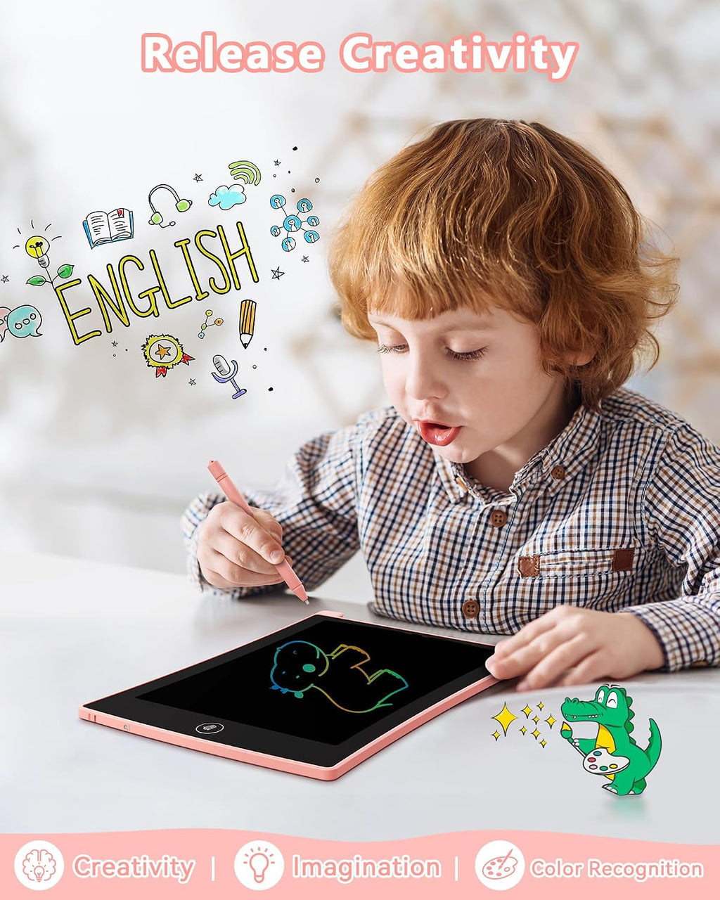 KOKODI 2 Pack 10 Inch LCD Writing Tablet for Kids, Colorful Doodle Board Erasable Drawing Pad, Educational Learning Toys Birthday Gifts for Boys Girls Ages 3 4 5 6 7 8 (Blue & Pink)
