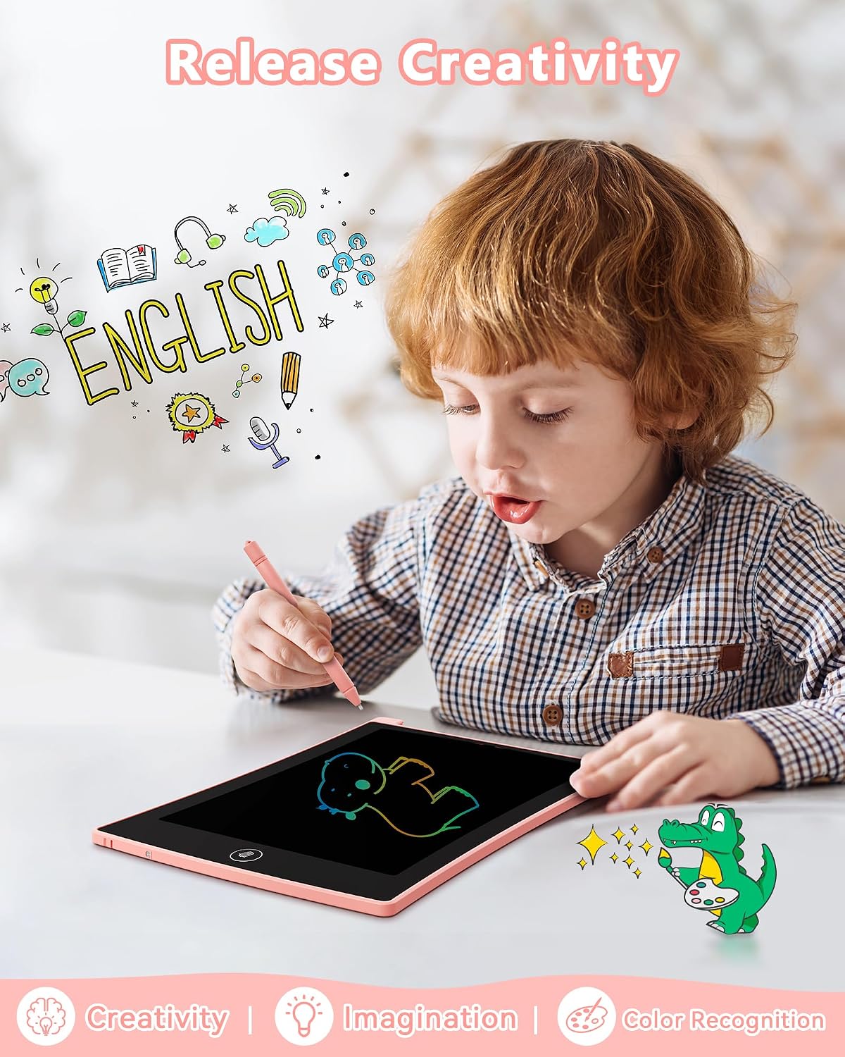 KOKODI 2 Pack 10 Inch LCD Writing Tablet for Kids, Colorful Doodle Board Erasable Drawing Pad, Educational Learning Toys Birthday Gifts for Boys Girls Ages 3 4 5 6 7 8 (Blue & Pink)