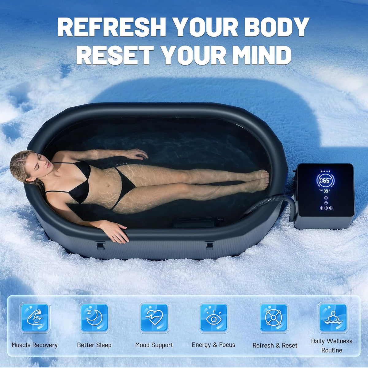 Cold Plunge Chiller Pro, 1/2 HP Drop-in Ice Bath Water Chiller for Any Tub