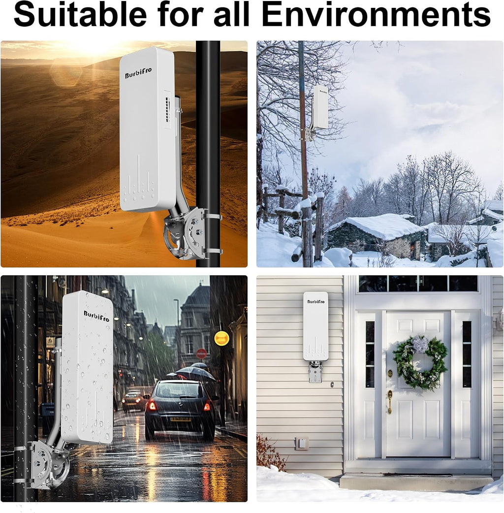 Point to Point Wireless Bridge Outdoor Kit, 5.8GHz with 14dBi Antenna - Extend Network to Barn, Shop, Garage | IP65 Waterproof, PtP/PtMP, 24V POE Power, 2-Pack