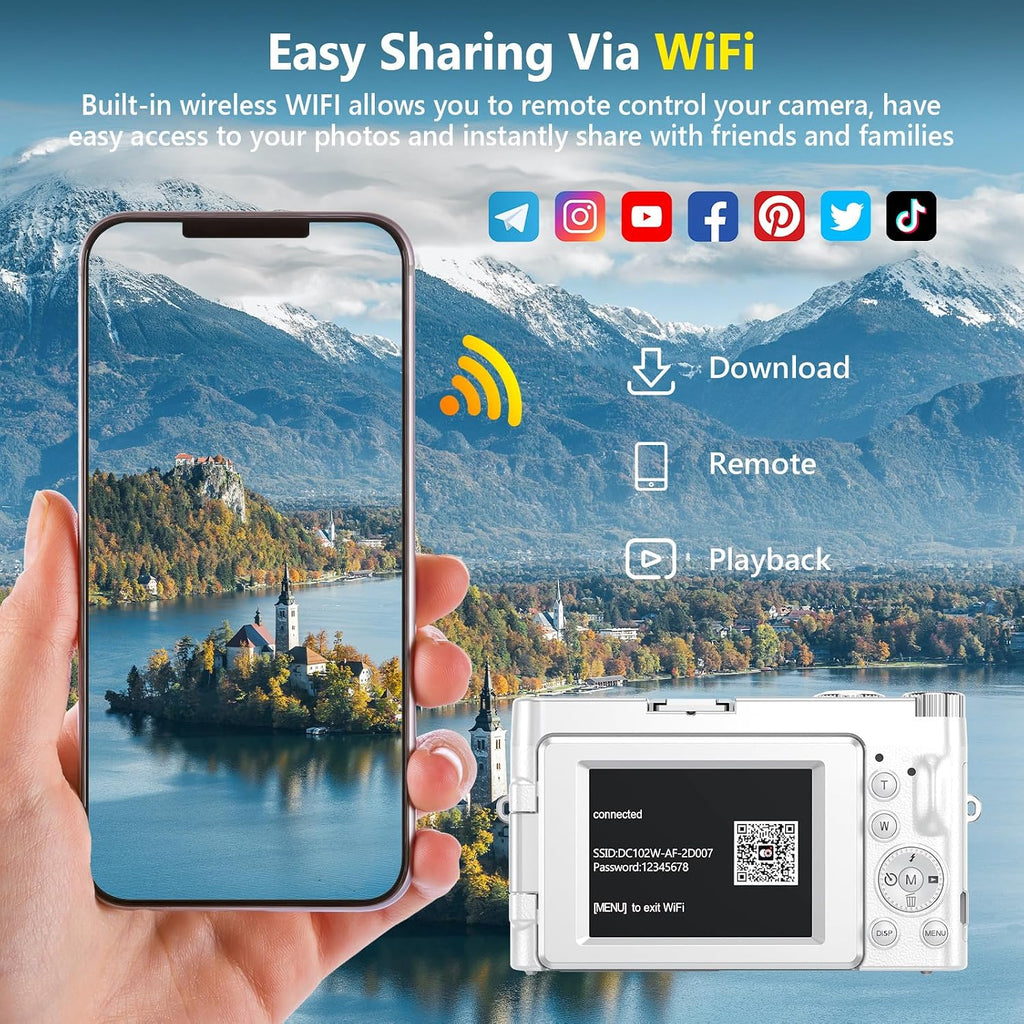 4K Digital Camera for Photography Autofocus, 64MP WiFi Vlogging Camera