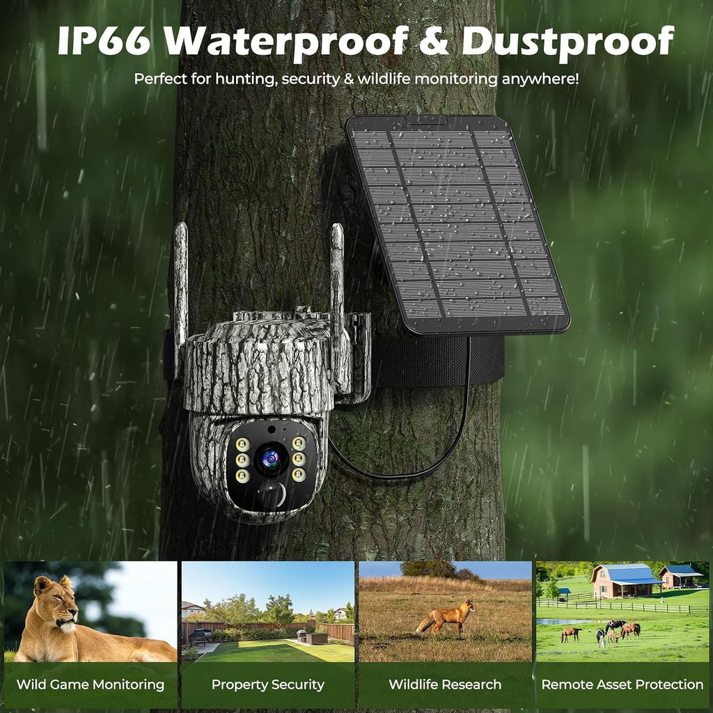 4G LTE Cellular Trail Camera, 2.5K 360Â° Live Feed with SIM Card Included