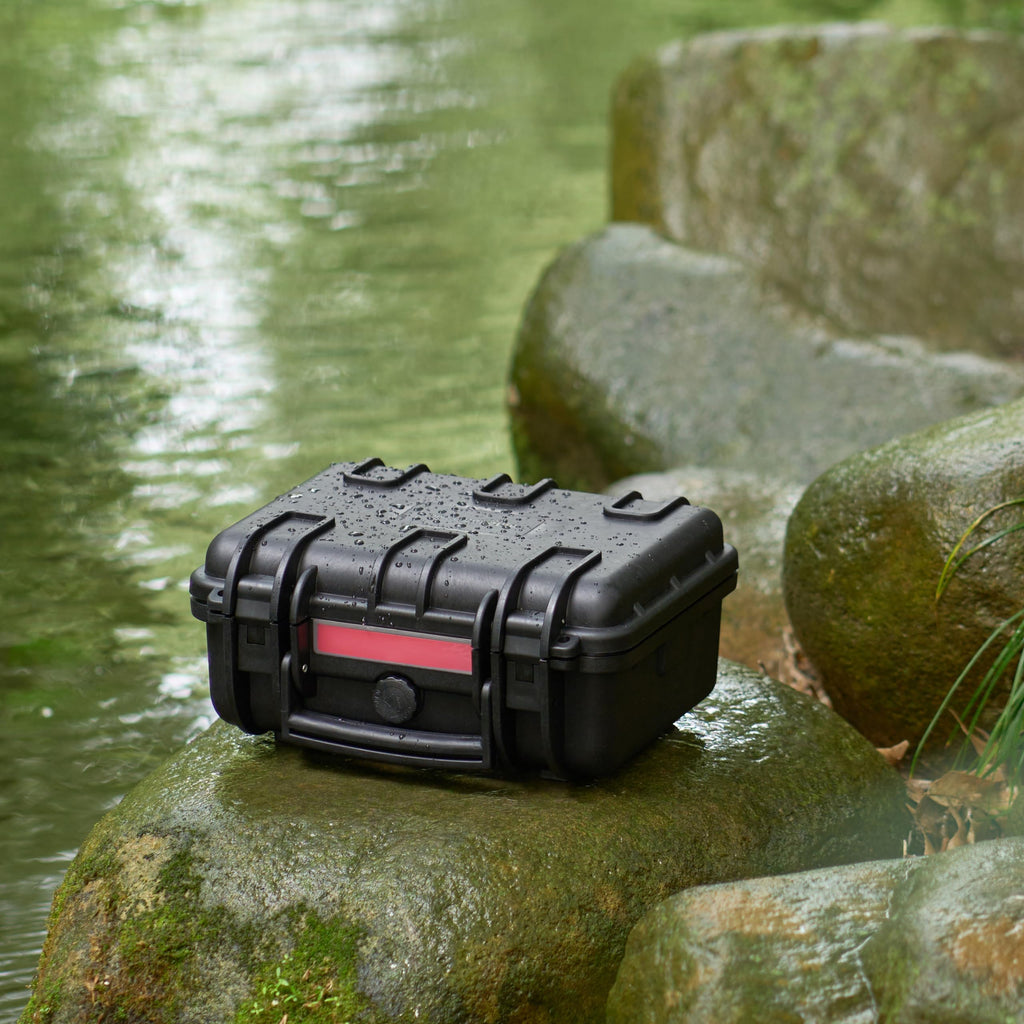 Amazon Basics Hard Protective Camera Case with Wheels, Large, Black, 22"L x 14"W x 9.8"H