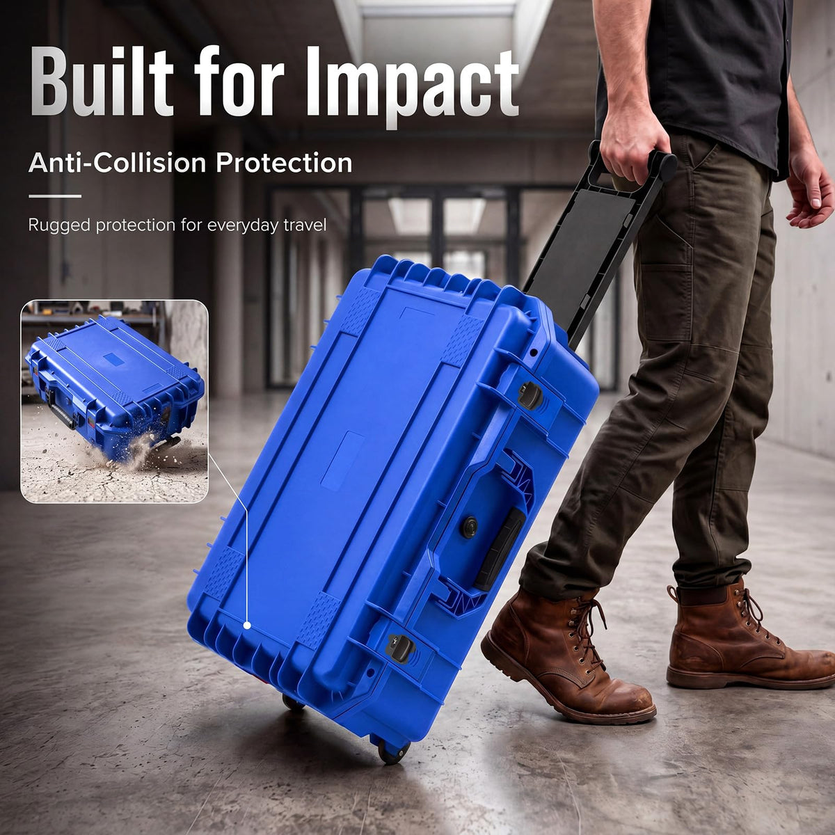 Relaxweex Rolling Camera Hard Case with 15 Padded Dividers & Wheels