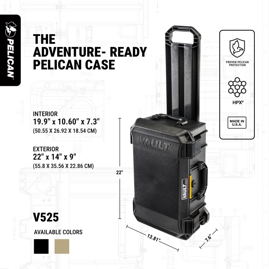 Pelican Vault V525 Hard Case (Camera, Pistol, Gear, Equipment)