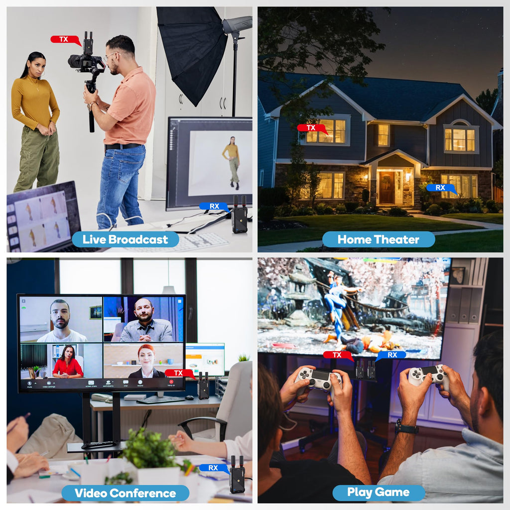 Wireless HDMI Transmitter and Receiver,1080P Full HD Wireless Video Transmission System with Loop Out,1300FT Los Range,0.05s Delay,for Streaming from DSLR,Laptop,Setop Box to TV/Projector IR Support