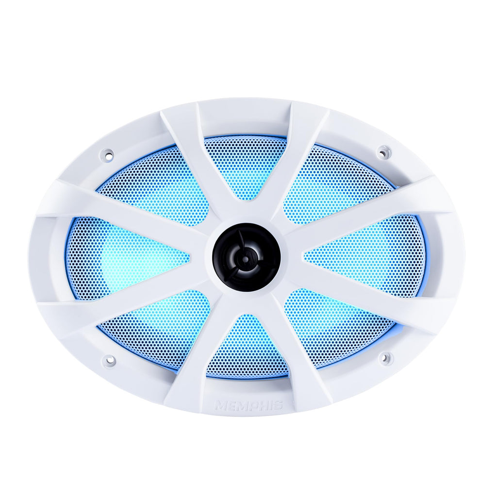 Memphis MXA602SLB MXA OEM Fit 6.5" Marine Grade Coaxial Speakers, Black with Blue LED - Pair