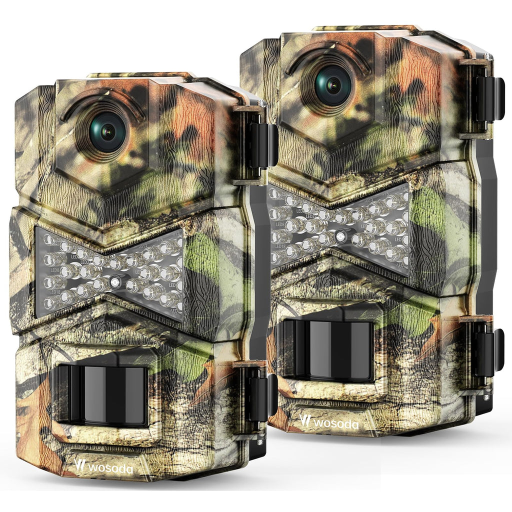 WOSODA 2 Pack Trail Cameras with Night Vision Motion Activated Waterproof,48MP Game Camera,1080P HD Trail Cam with SD Card for Wildlife Monitoring,Outdoor Scouting & Security(Non-WiFi)