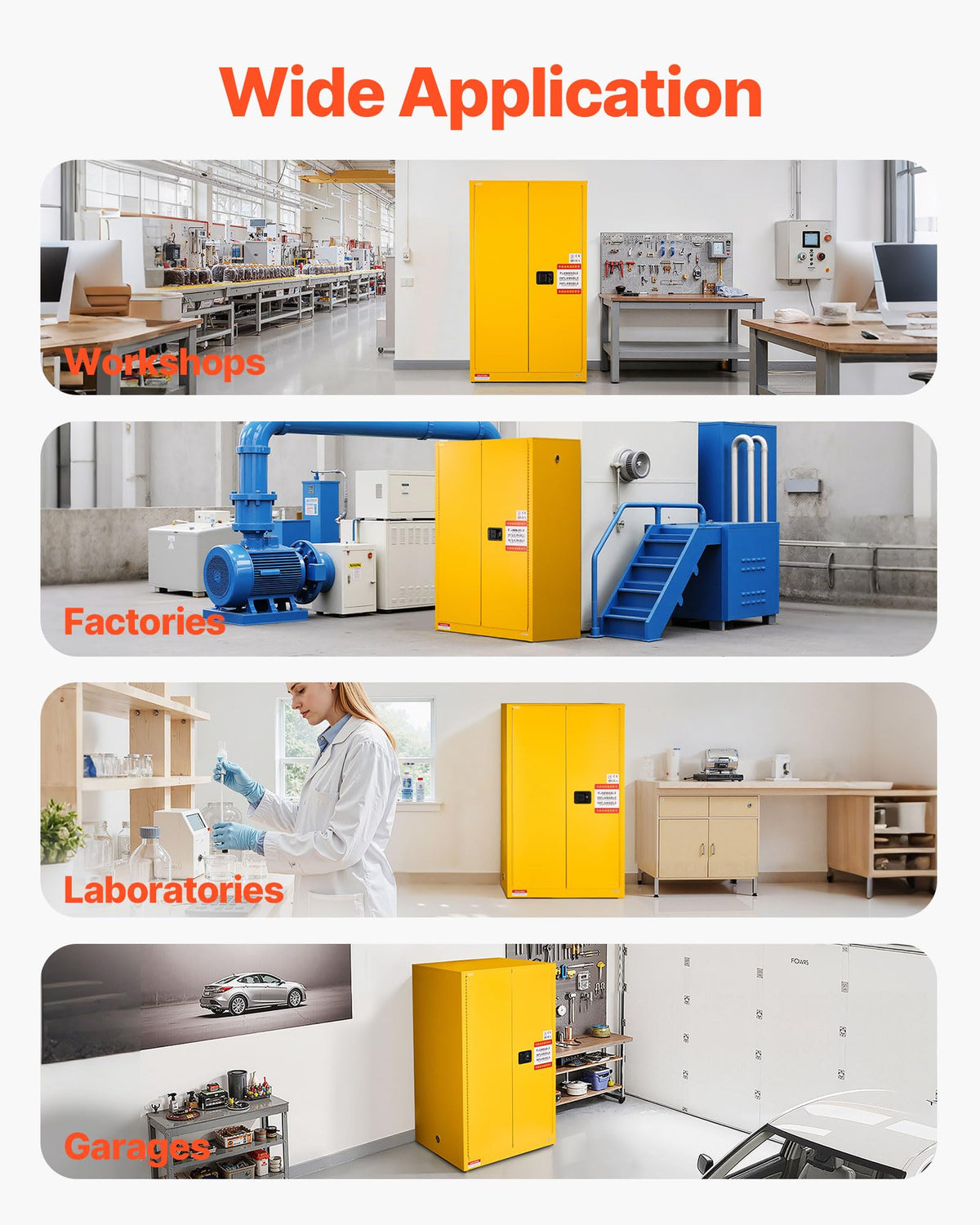 VEVOR Flammable Cabinet, 18" x 18" x 35", Yellow