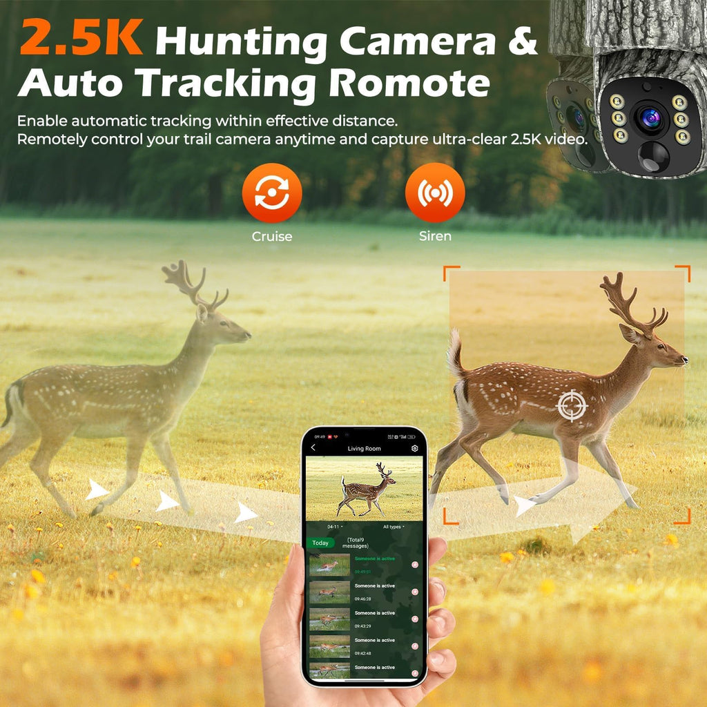 4G LTE Cellular Trail Camera, 2.5K 360Â° Live Feed with SIM Card Included