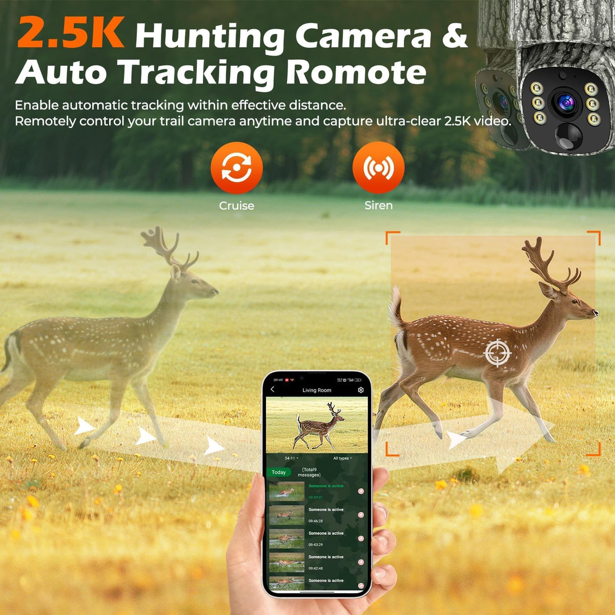 4G LTE Cellular Trail Camera, 2.5K 360Â° Live Feed with SIM Card Included