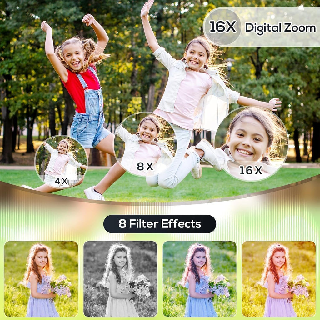 Digital Camera for Kids, 48MP FHD 1080P Point and Shoot Digital Cameras with 16X Zoom Anti-Shake