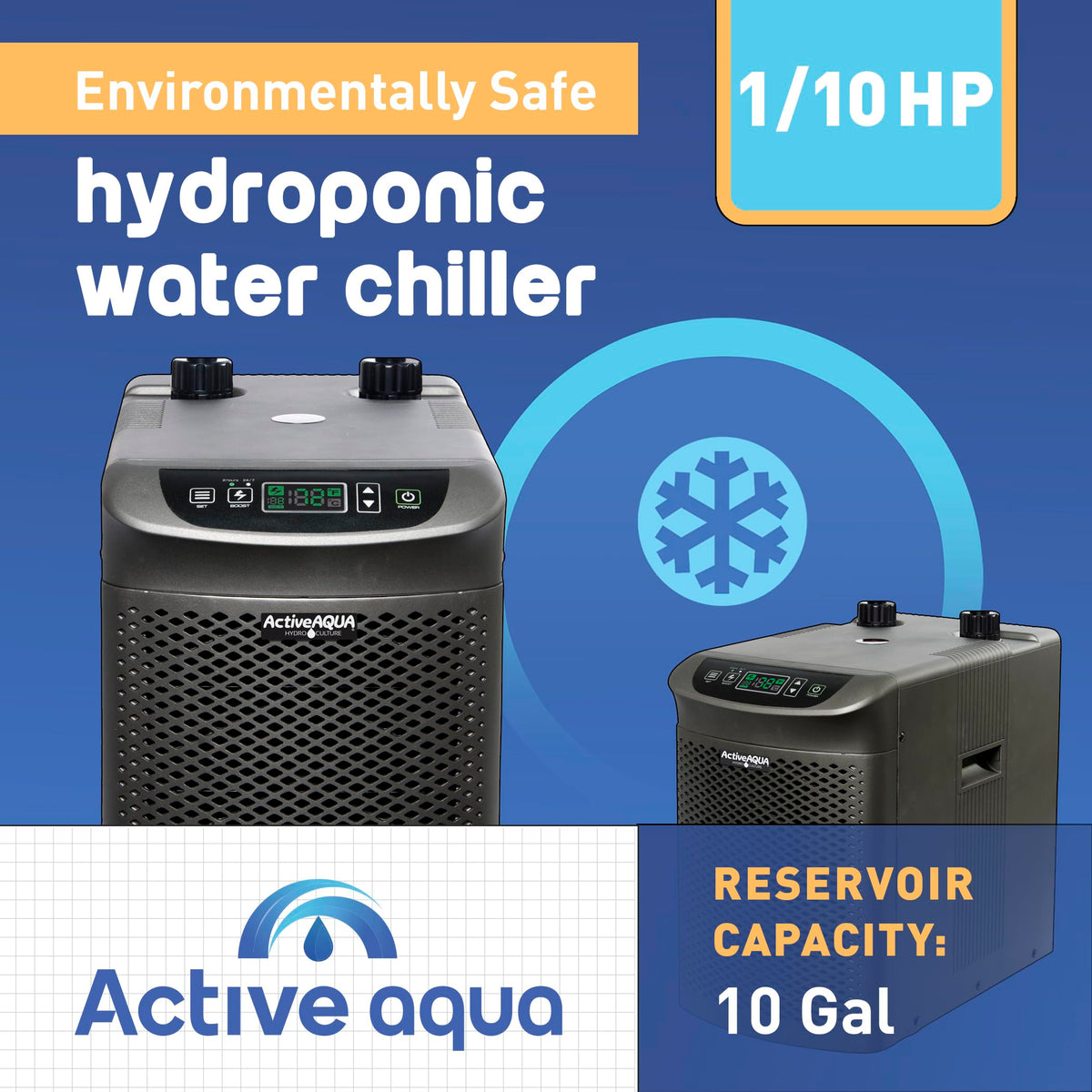 Active Aqua Water Chiller with Boost, 0.5 HP, 90-172 Gal, Cold Plunge
