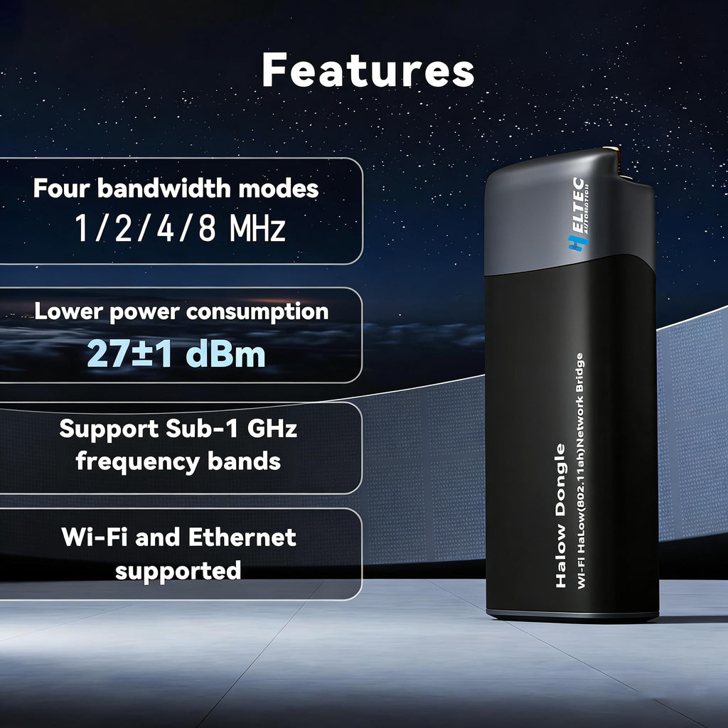 Heltec Automation Wi-Fi HaLow Dongle Wireless Bridge 802.11ah Network Booster Long Range Wireless Access Extender Ethernet Bridge Repeater (STA+HT-H7608)