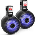 Pyle 6.5" Marine Wakeboard Bluetooth Speaker, Water Resistant 2-Way Mini Box Speaker System with LED Lights, Full Range Sound, ABS Construction for Boat or Off-Road Use, 9.45âx8.39âx12.48â Inch