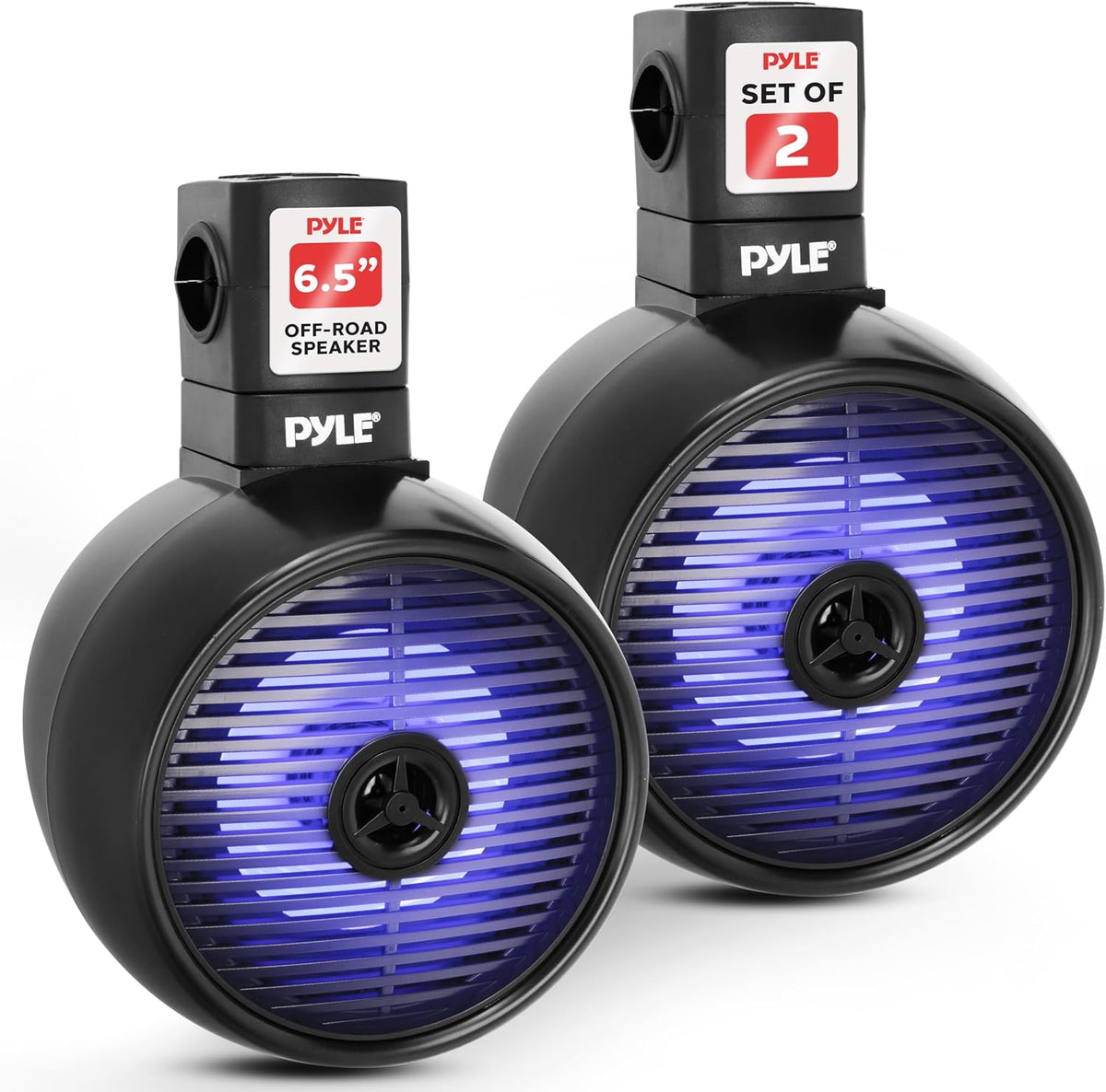 Pyle 6.5" Marine Wakeboard Bluetooth Speaker, Water Resistant 2-Way Mini Box Speaker System with LED Lights, Full Range Sound, ABS Construction for Boat or Off-Road Use, 9.45âx8.39âx12.48â Inch