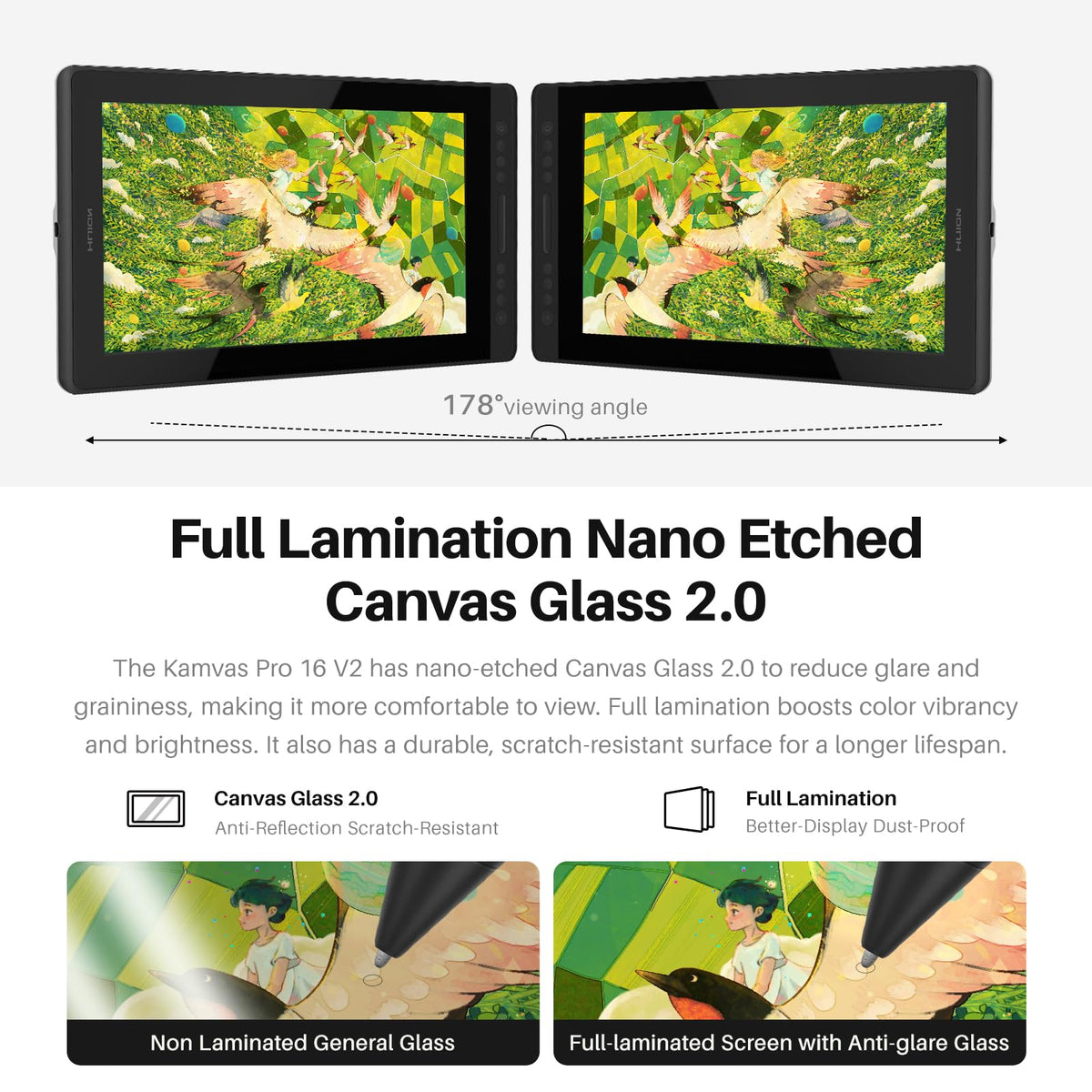 HUION Kamvas 13 (Gen 3) Drawing Tablet with Screen, Dual Dial, 13.3", Black